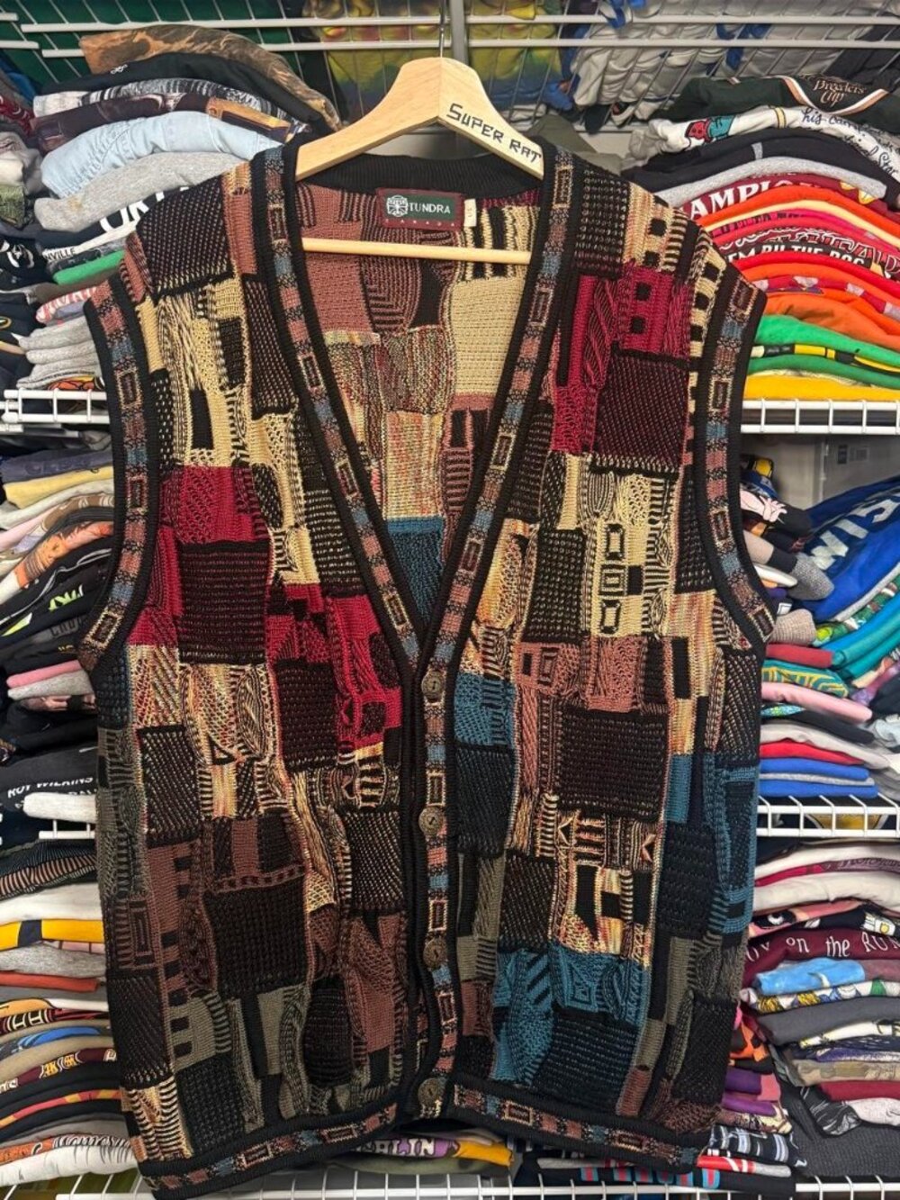 Vintage tundra mercerized cotton cardigan sweater vest